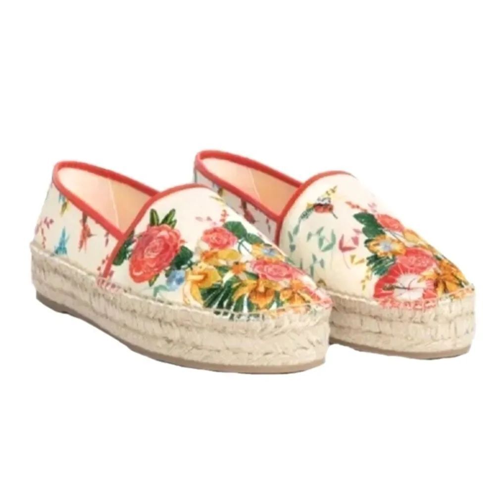 Johnny Was Andra Floral Embroidered Espadrille Shoe Size 9